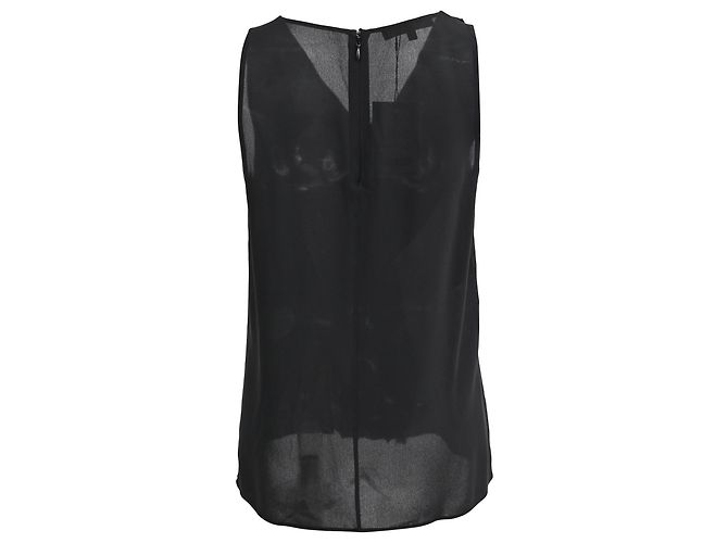 Blusa sem mangas com babados em seda preta com decote em V da Michael Kors Preto - vista 3