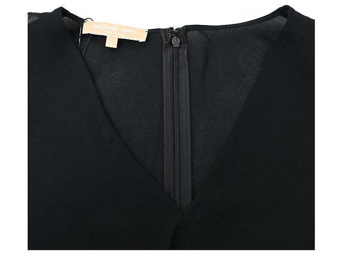 Blusa sem mangas com babados em seda preta com decote em V da Michael Kors Preto - vista 5