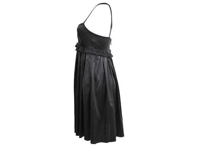 Robe Mini Baby Doll Sans Manches en Soie Noire de Dolce & Gabbana - vue 2