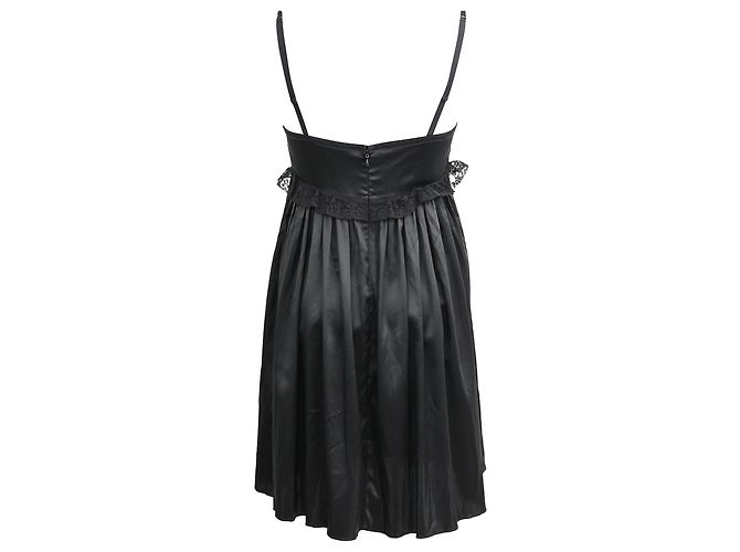 Robe Mini Baby Doll Sans Manches en Soie Noire de Dolce & Gabbana - vue 3