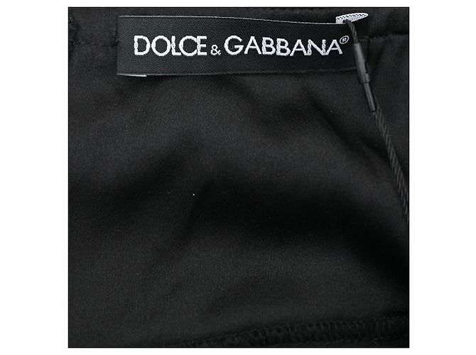 Robe Mini Baby Doll Sans Manches en Soie Noire de Dolce & Gabbana - vue 4