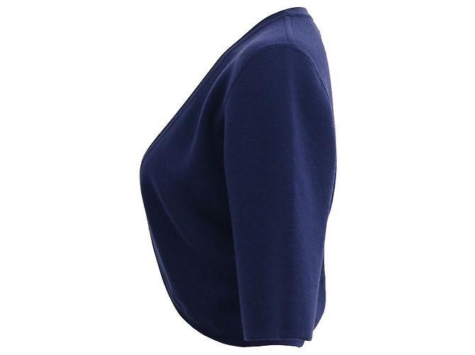 Michael Kors Bolero mit halben Ärmeln aus marineblauer Wolle - Ansicht 2