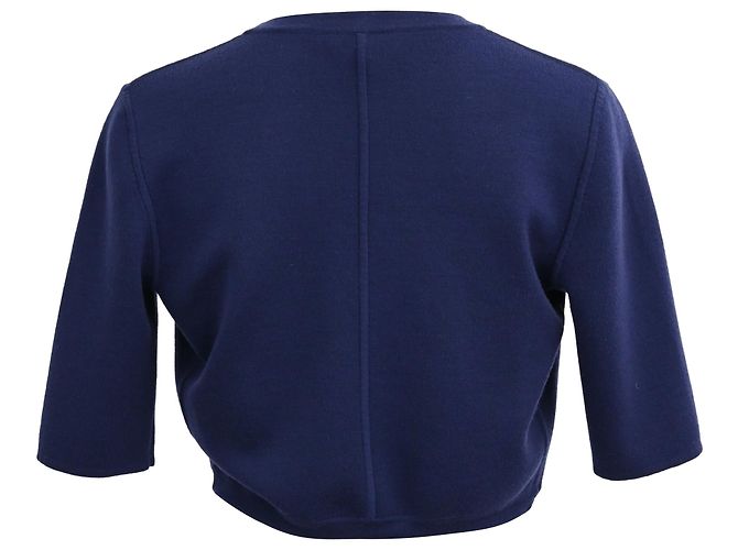 Michael Kors Bolero mit halben Ärmeln aus marineblauer Wolle - Ansicht 3