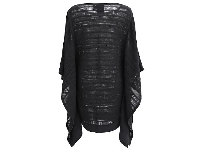 Vestido Mini Poncho de Punto Amiee en Algodón Negro de Herve Leger - vista 3