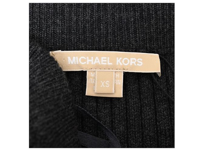 Falda midi ajustada de punto acanalado Michael Kors en lana gris - vista 4