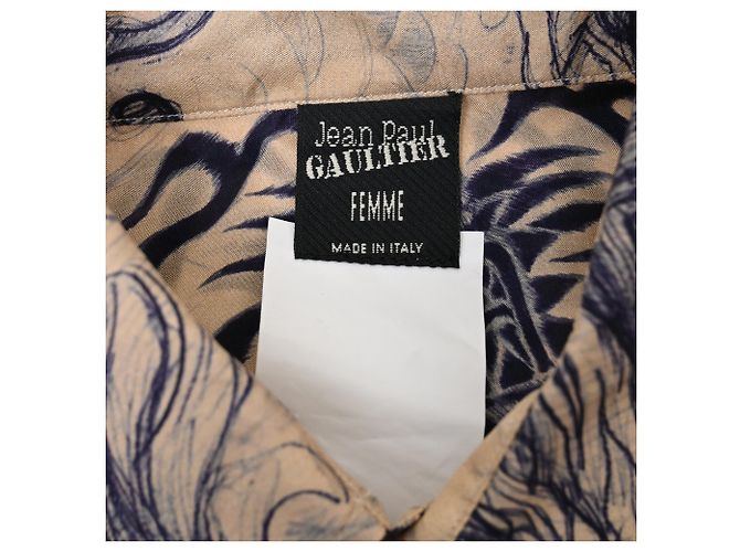Camicia con bottoni stampata Jean Paul Gaultier in seta multicolore - vista 4