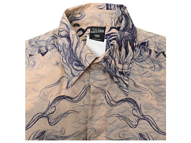Camicia con bottoni stampata Jean Paul Gaultier in seta multicolore - vista 5