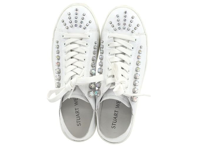 Tênis Convertíveis Goldie Shine Stuart Weitzman em Couro Branco Cru - vista 3