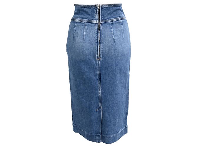 Gonna Midi Date Ba&sh in Denim Blu Chiaro - vista 3