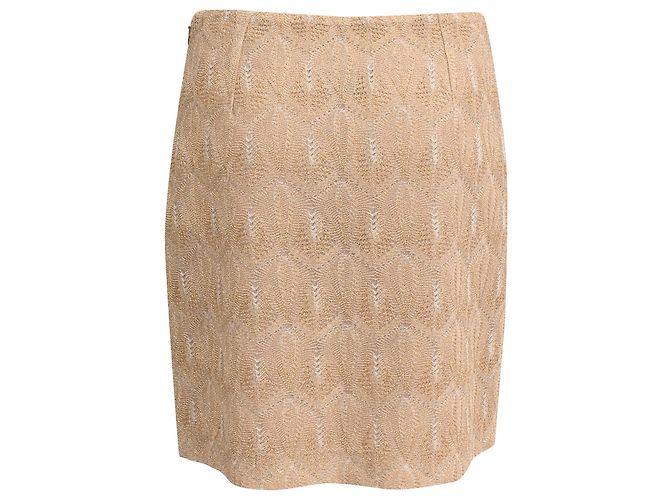 Falda mini ajustada de punto metálico beige de rayón Missoni - vista 3