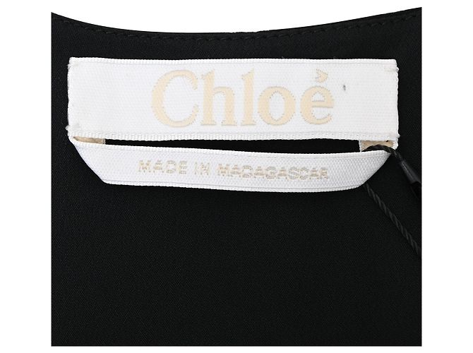 Top sin mangas con escote redondo Chloé en seda negra Negro - vista 4