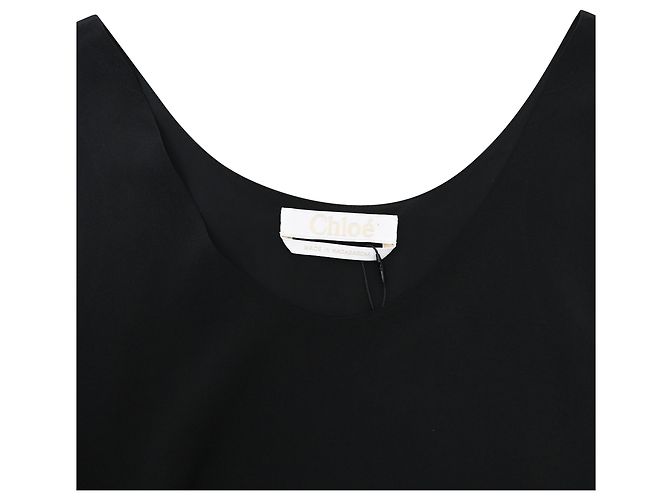 Top sin mangas con escote redondo Chloé en seda negra Negro - vista 5