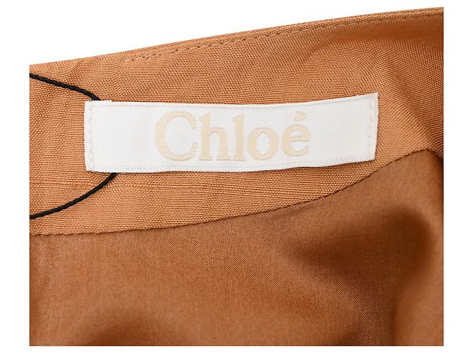 Abito midi a maniche corte Chloé in seta pesca - vista 4