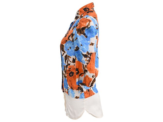 Camicia button-down in seta multicolore con stampa floreale di Dries Van Noten - vista 2