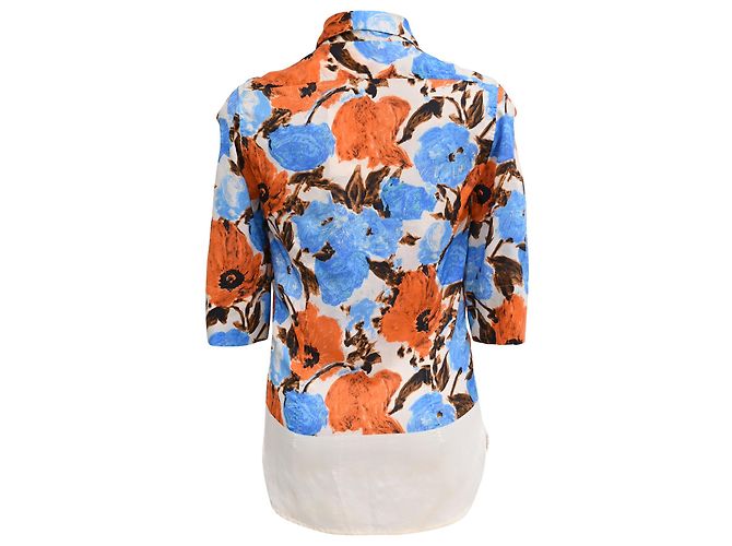 Camicia button-down in seta multicolore con stampa floreale di Dries Van Noten - vista 3