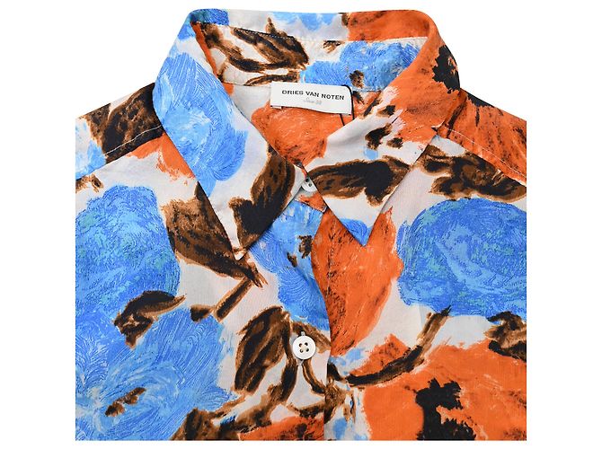 Camicia button-down in seta multicolore con stampa floreale di Dries Van Noten - vista 5