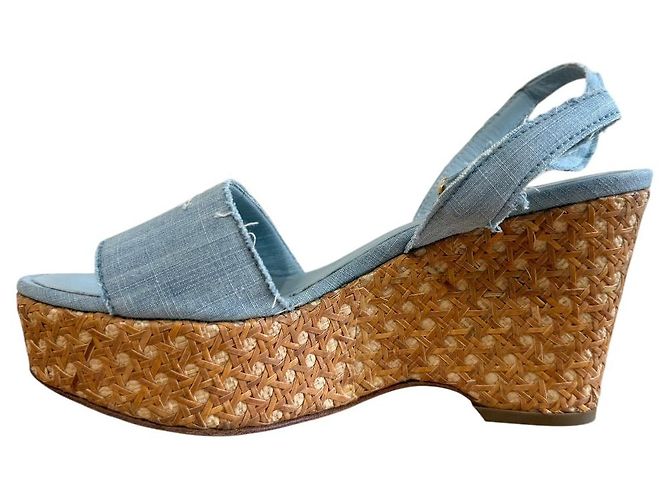 Timeless Sandali con zeppa Chanel Coco Mark Blu - vista 14