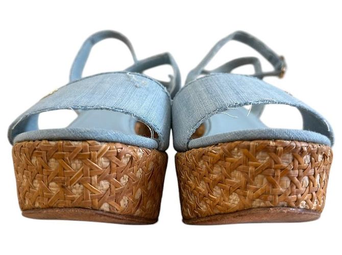 Timeless Sandali con zeppa Chanel Coco Mark Blu - vista 2