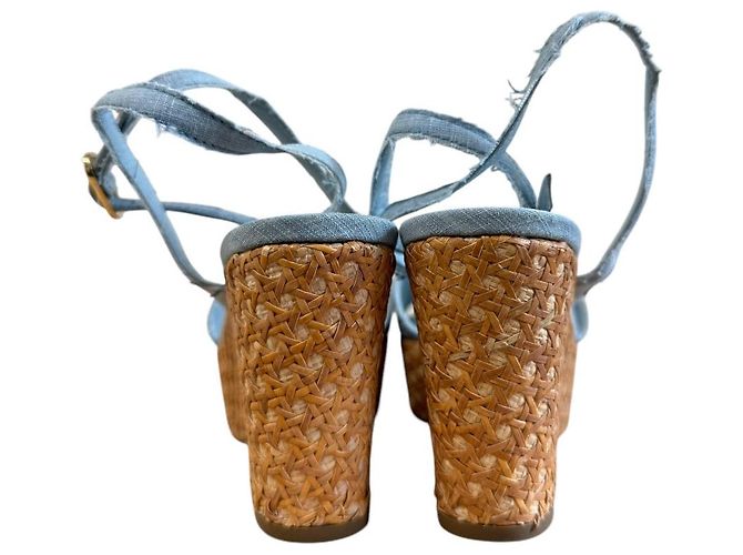 Timeless Sandali con zeppa Chanel Coco Mark Blu - vista 4