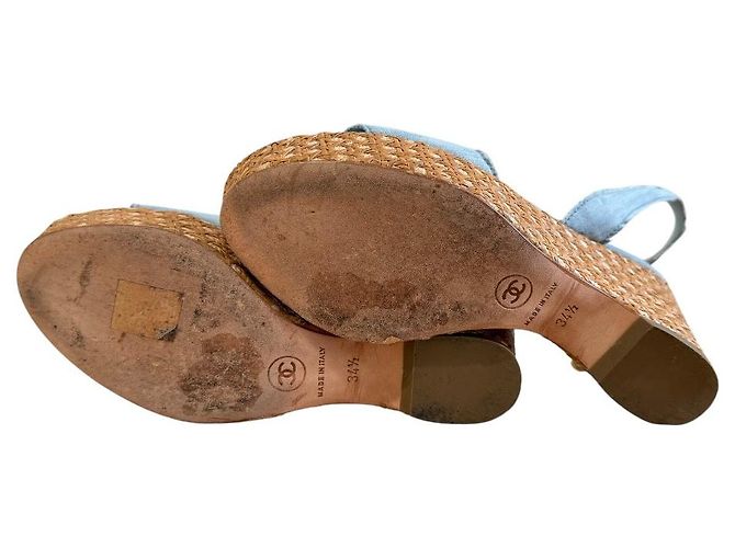 Timeless Sandali con zeppa Chanel Coco Mark Blu - vista 5