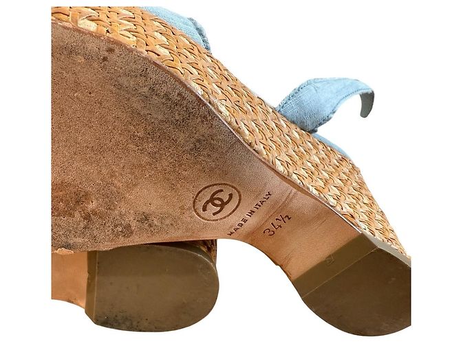 Timeless Sandali con zeppa Chanel Coco Mark Blu - vista 6