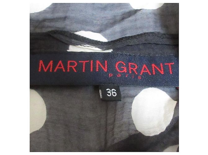 Autre Marque Martin Grant Punktdurchsichtige Pulloverbluse Grau - Ansicht 6