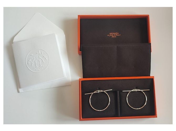 Hermès Creolen Ohrringe Silberfarben - Ansicht 2