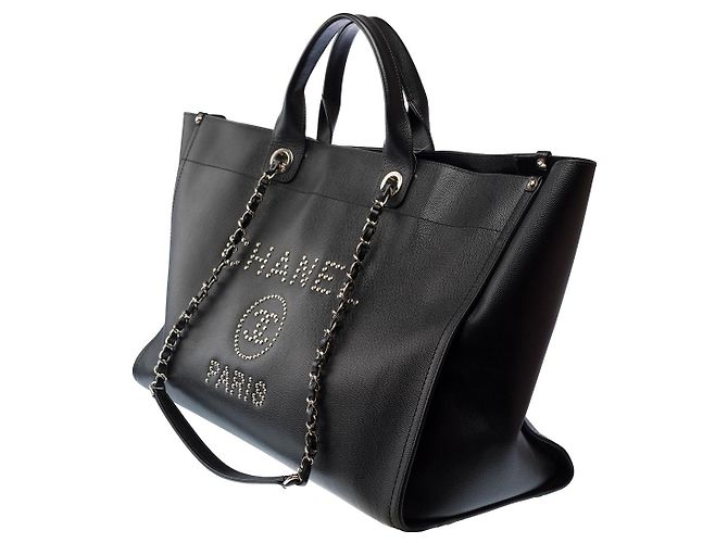 Borsa CHANEL Deauville in Pelle Nera - 103159 Nero - vista 4