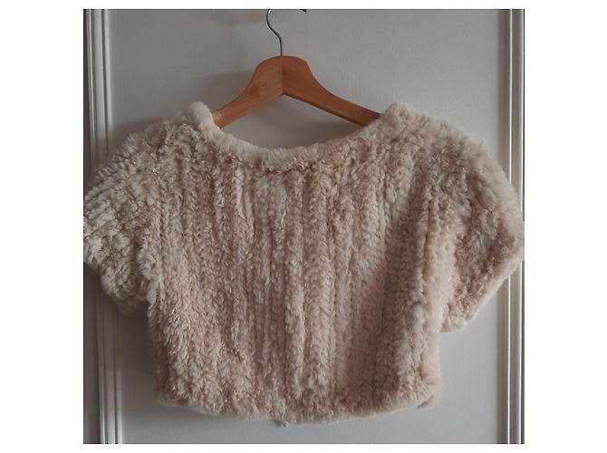 Les Petites Kaninchenfell Bolero in Eggshell Aus weiß - Ansicht 4