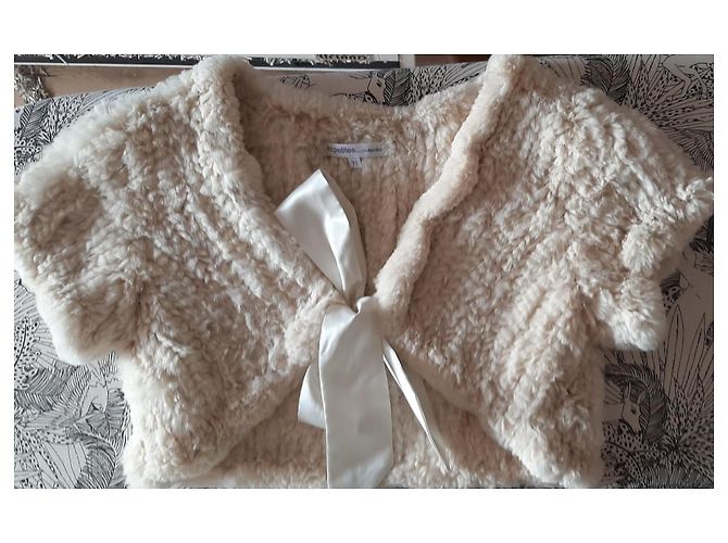 Les Petites Kaninchenfell Bolero in Eggshell Aus weiß - Ansicht 5