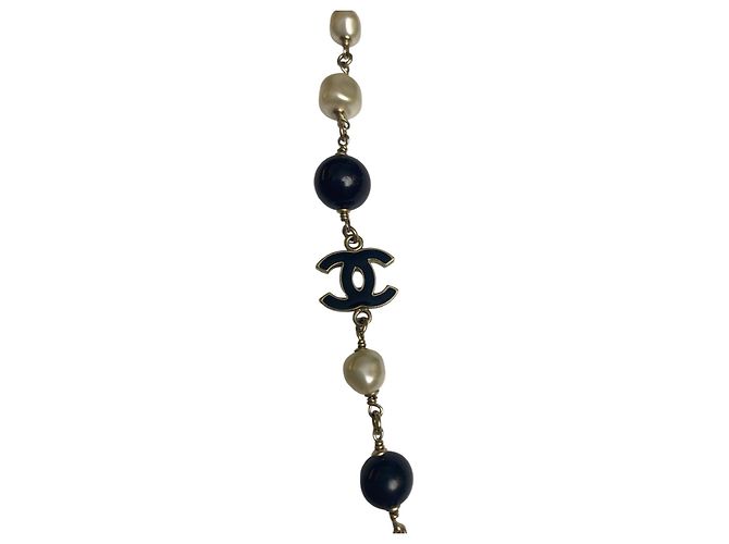 Collana classica lunga in perle d'acqua dolce nere e bianche 12P di Chanel con perline GHW Nero Bianco Gold hardware - vista 10