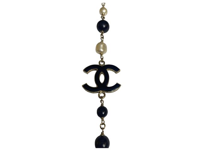 Collana classica lunga in perle d'acqua dolce nere e bianche 12P di Chanel con perline GHW Nero Bianco Gold hardware - vista 9