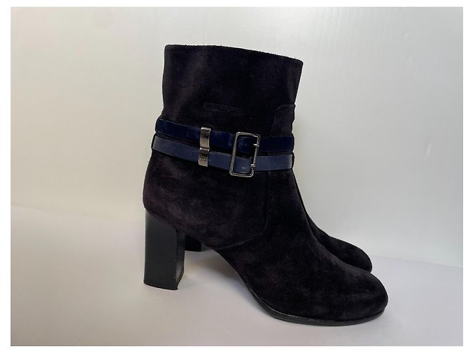 Bottines Christian Dior en daim bleu marine 40 Azul marino - vista 2