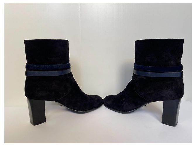 Bottines Christian Dior en daim bleu marine 40 Azul marino - vista 7