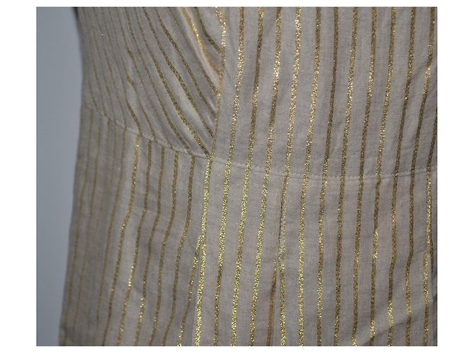 Jc De Castelbajac Leinenkleid mit Goldfäden Beige Golden - Ansicht 2