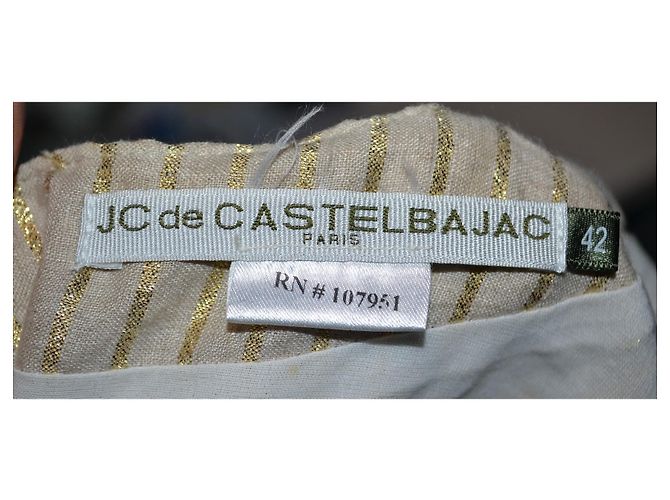 Jc De Castelbajac Leinenkleid mit Goldfäden Beige Golden - Ansicht 6