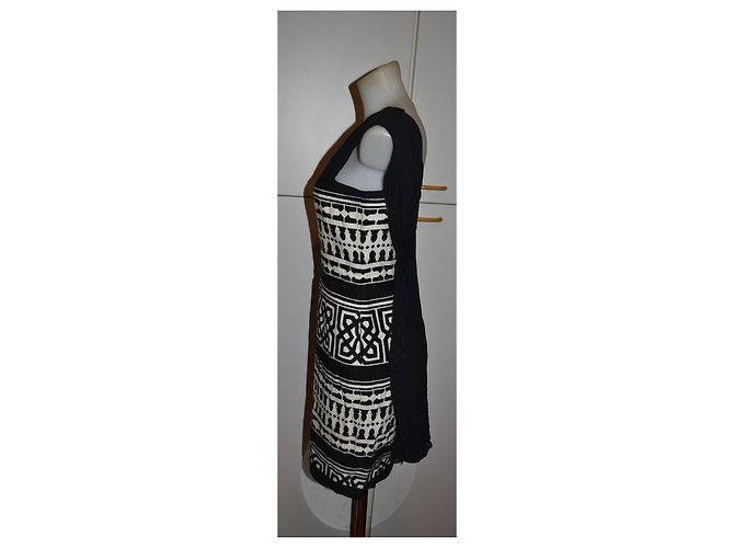 Vestido Genny de seda y algodón negro blanco - vista 2