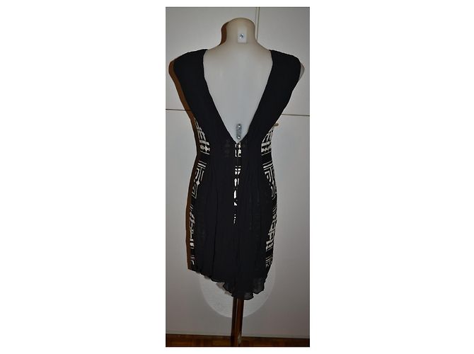 Vestido Genny de seda y algodón negro blanco - vista 3