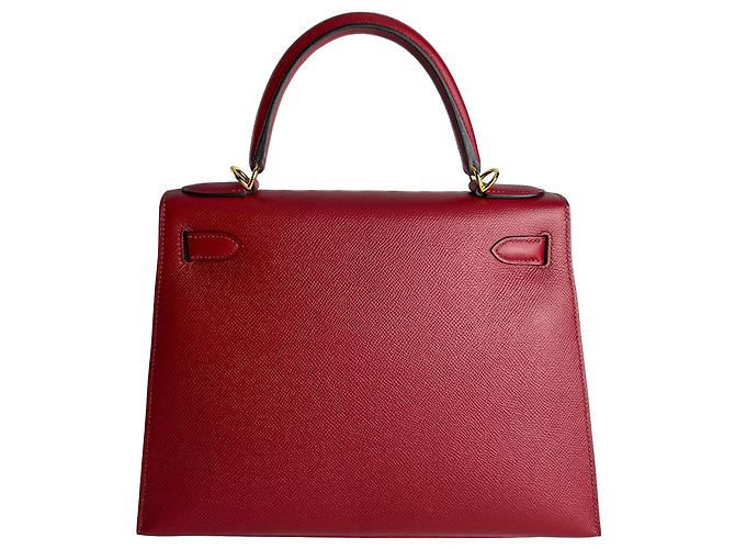 Hermès Bolso de mano Sellier en cuero Epsom Kelly 28 Rojo Granate Roja - vista 2