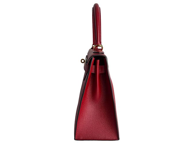 Hermès Bolso de mano Sellier en cuero Epsom Kelly 28 Rojo Granate Roja - vista 3