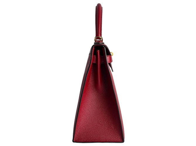 Hermès Bolso de mano Sellier en cuero Epsom Kelly 28 Rojo Granate Roja - vista 4