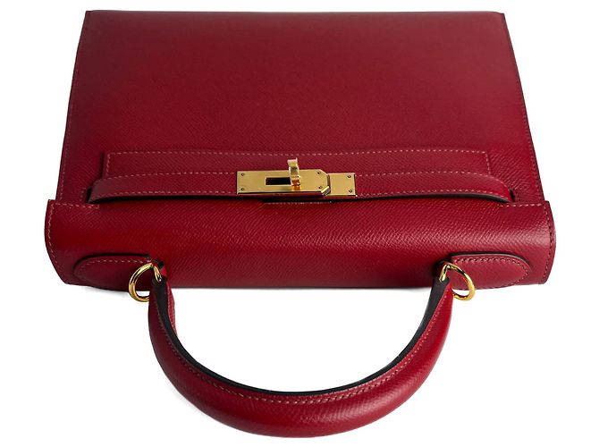 Hermès Bolso de mano Sellier en cuero Epsom Kelly 28 Rojo Granate Roja - vista 5
