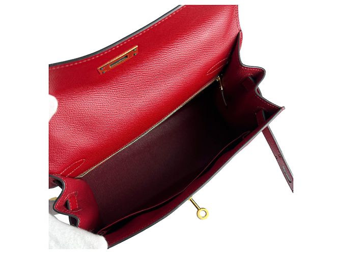 Hermès Bolso de mano Sellier en cuero Epsom Kelly 28 Rojo Granate Roja - vista 7