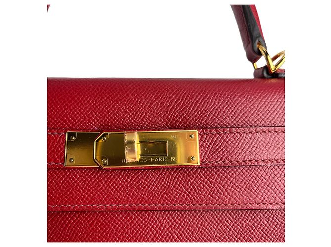 Hermès Bolso de mano Sellier en cuero Epsom Kelly 28 Rojo Granate Roja - vista 9