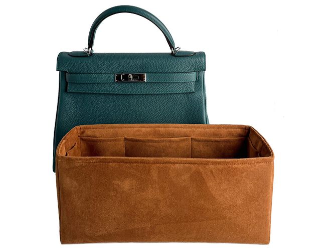 Hermès Kelly 32 Handtasche aus Taurillon Clemence Leder Malachit Grün - Ansicht 14