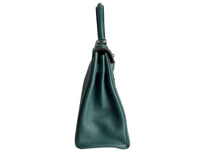 Hermès Kelly 32 Handtasche aus Taurillon Clemence Leder Malachit Grün - Ansicht 3