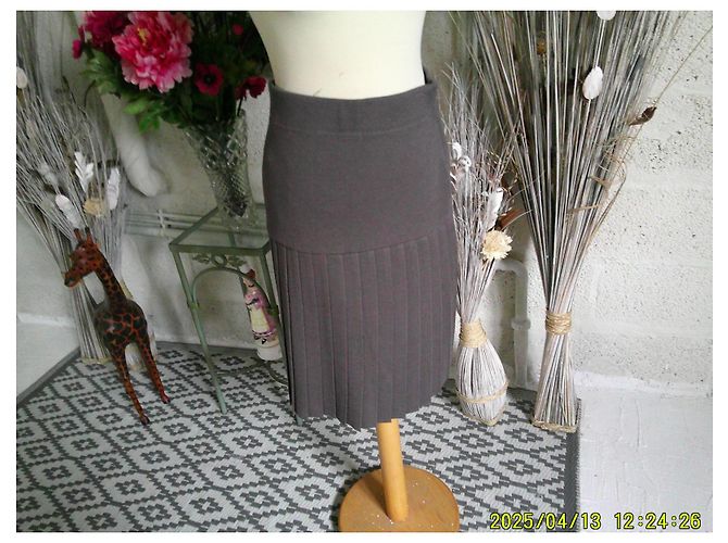 Falda plisada de lana gris Luisa Spagnoli - vista 2