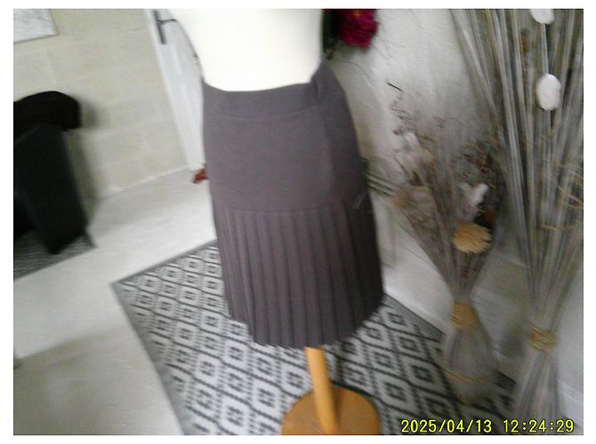 Falda plisada de lana gris Luisa Spagnoli - vista 3