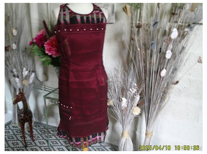 Autre Marque O.K.S. Leinenkleid Bordeaux Größe 38 - Ansicht 2