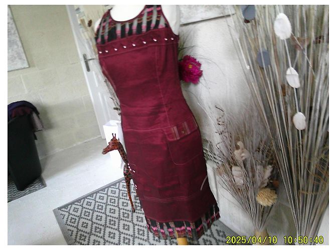 Autre Marque O.K.S. Leinenkleid Bordeaux Größe 38 - Ansicht 3